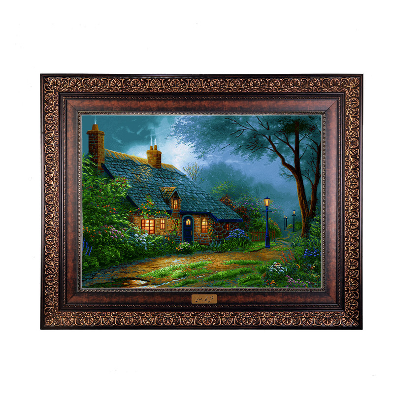 تابلو فرش ماشینی نقش نگار رضوی طرح کلبه کد 1836P