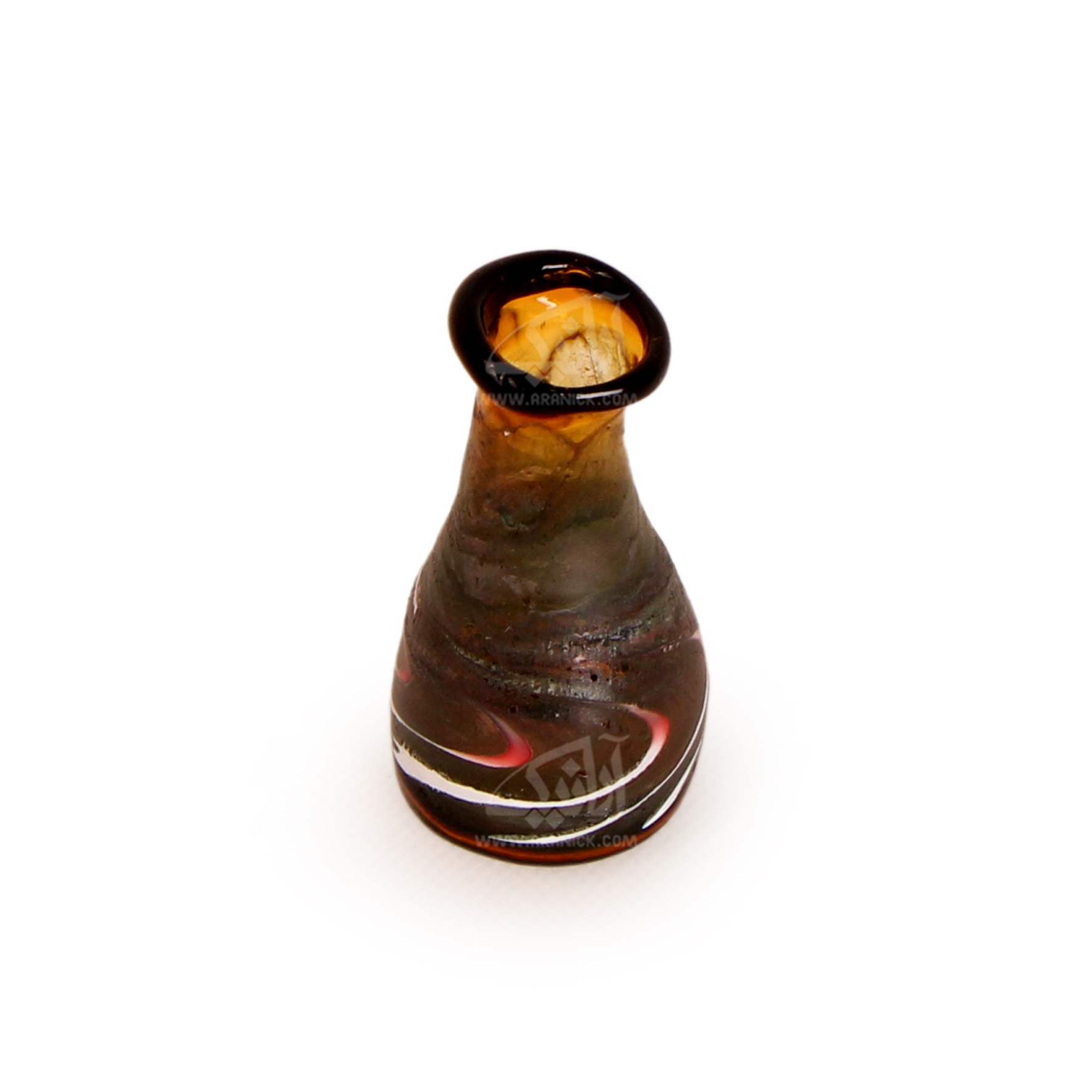 گلدان مینیاتوری شیشه گری با حرارت مستقیم‏ ‏ قهوه ای‏ طرح ‏برگ‏ مدل 1015900003
