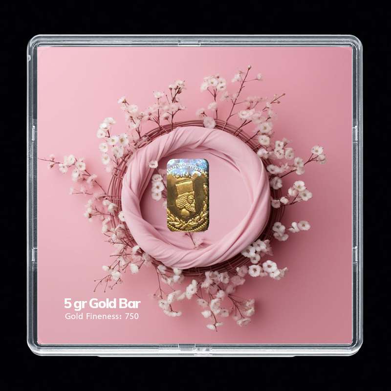 شمش طلا 18 عیار مدوپد مدل سبد و گل کد SG-10267