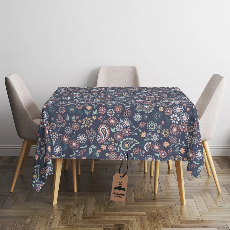 رومیزی برند رومیزی باز طرح مربع مدل بته جقه کد11047