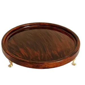 سینی گرد سنگی طرح چوب