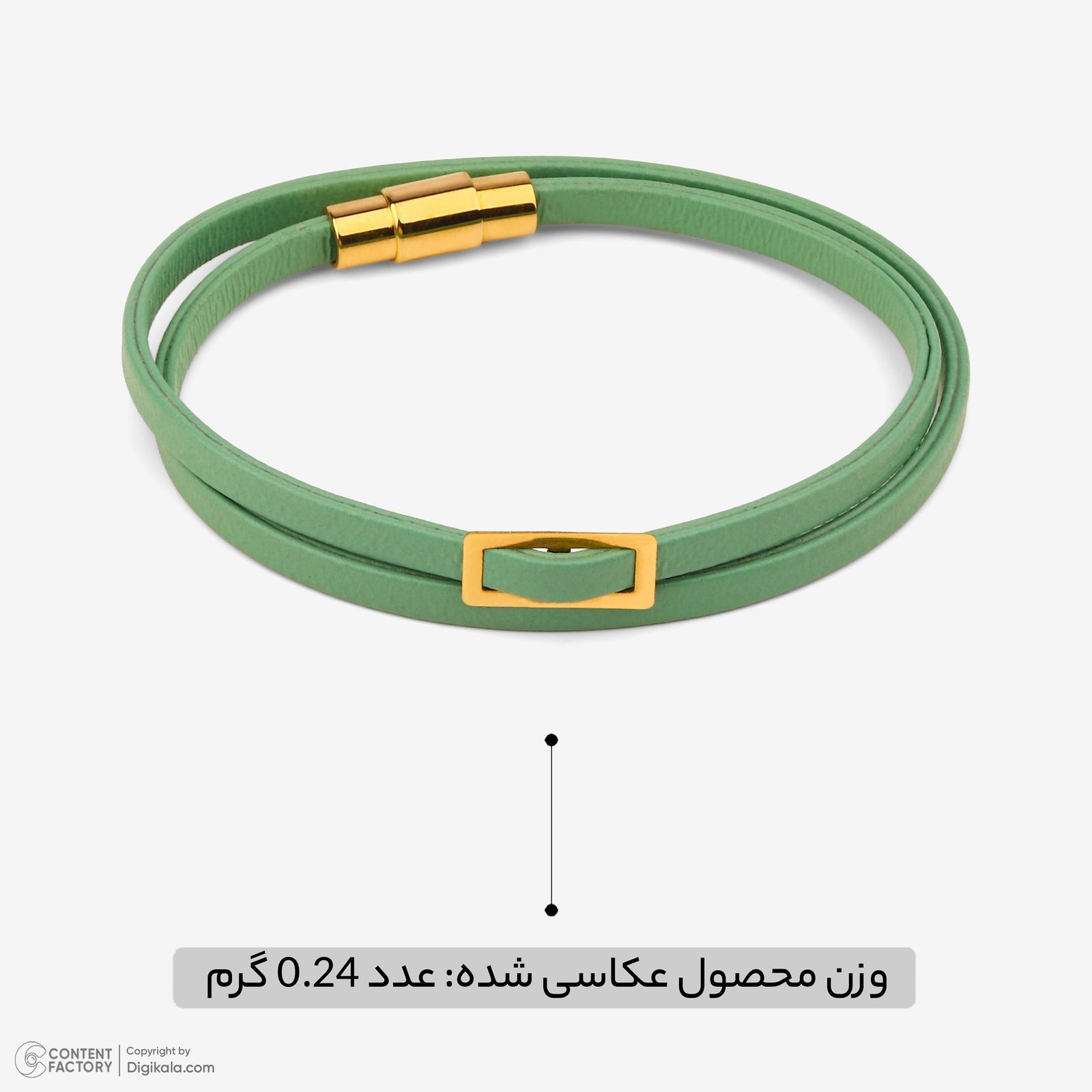 دستبند طلا 18 عیار زنانه با بند چرمی وی گالری مدل مستطیل کد LBB081 -  - 8