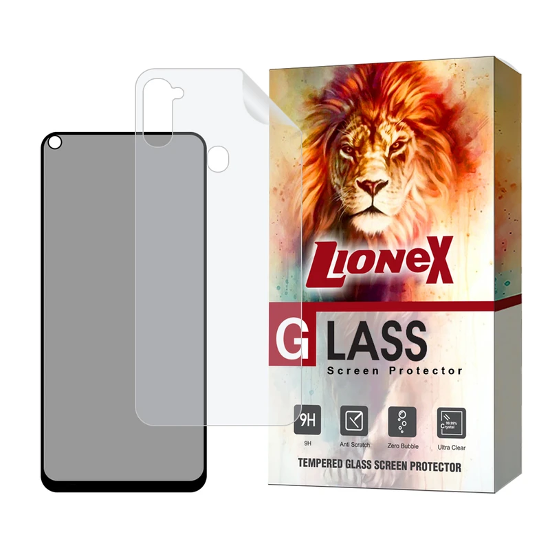 محافظ صفحه نمایش حریم شخصی لایونکس مدل FULLPRIVNANOL مناسب برای گوشی موبایل سامسونگ Galaxy A11 / M11 به همراه محافظ پشت گوشی