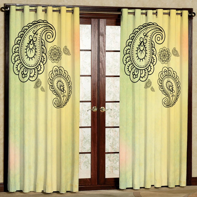 پرده مدل مخمل پانچی طرح بته چقه کد 4321T2 سایز 200x140 سانتی متر