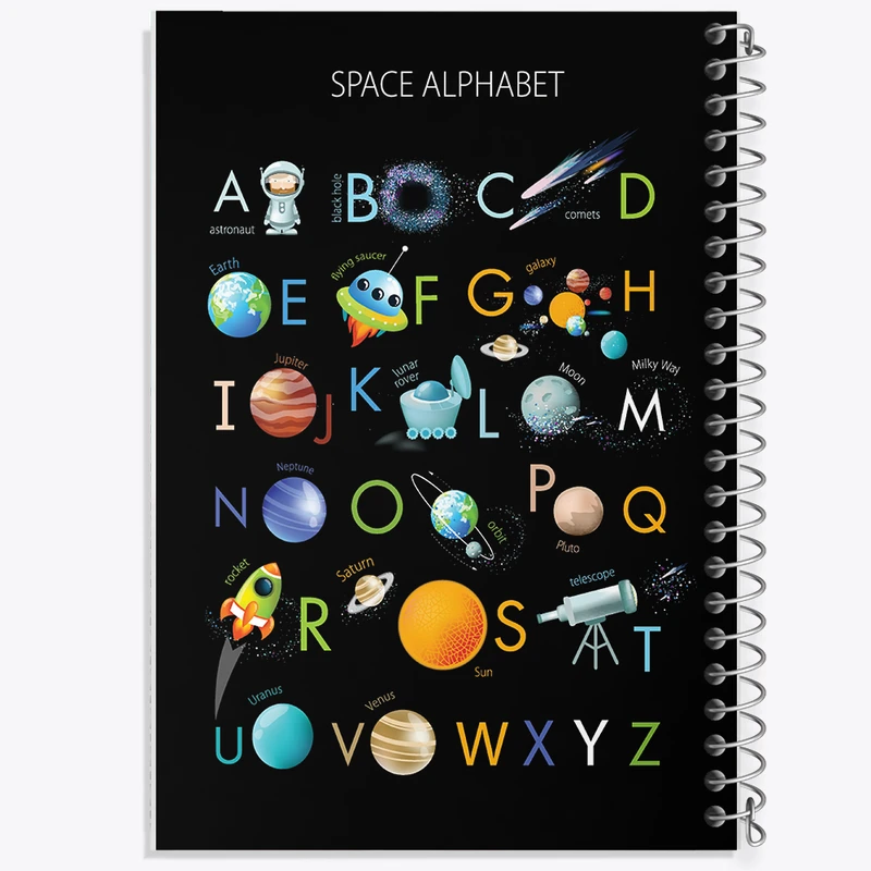 دفتر ژورنال نویسی 50 برگ خندالو مدل نقطه ای طرح حروف انگلیسی فضایی کد N774