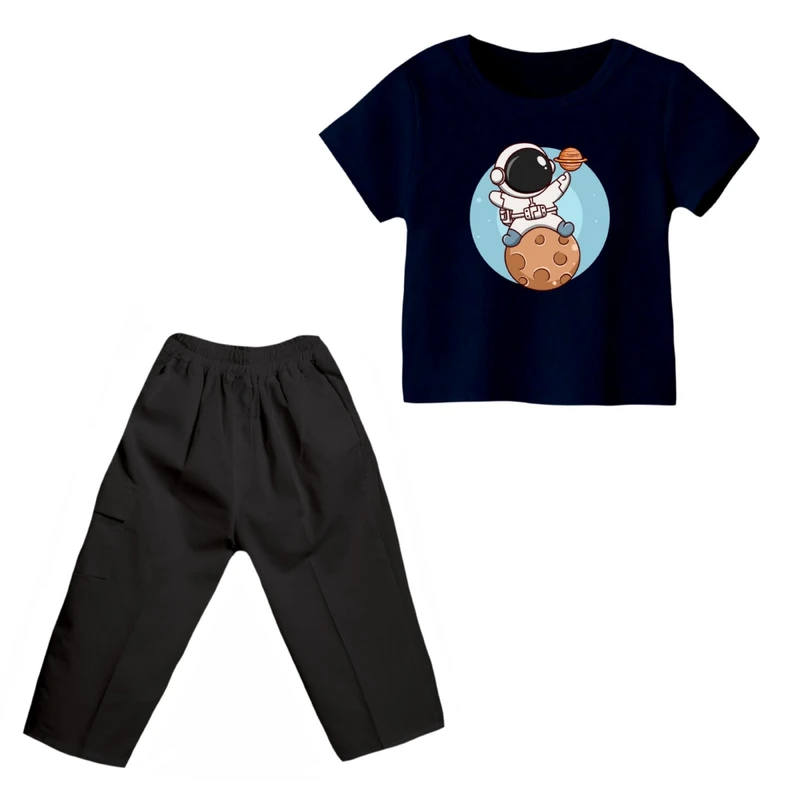 ست تی شرت و شلوارک پسرانه مدل فضانورد کد 18