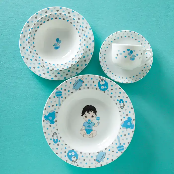 سرویس غذاخوری 5 پارچه کودک چینی زرین ایران سری ایتالیا اف مدل نیوبرن درجه عالی