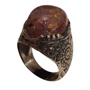 انگشتر نقره مردانه مدل عقیق کد AJ210250