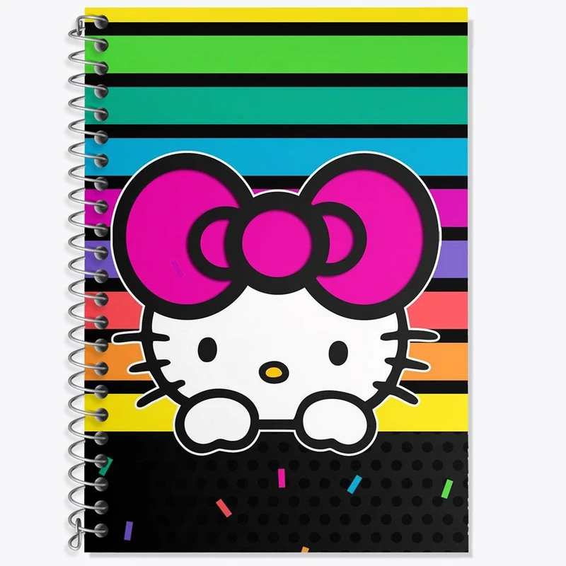 دفتر زبان 50 برگ خندالو مدل سه خط طرح هلو کیتی کد 24752