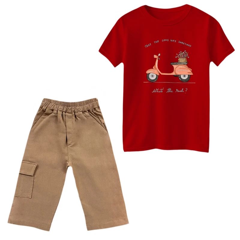 ست تی‌شرت و شلوارک دخترانه مدل موتور