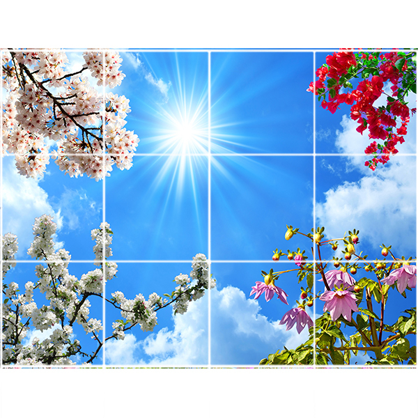  تایل سقفی آسمان مجازی طرح آسمان , گل کد ST 2485-12 سایز 60x60 سانتی متر مجموعه 12 عددی 