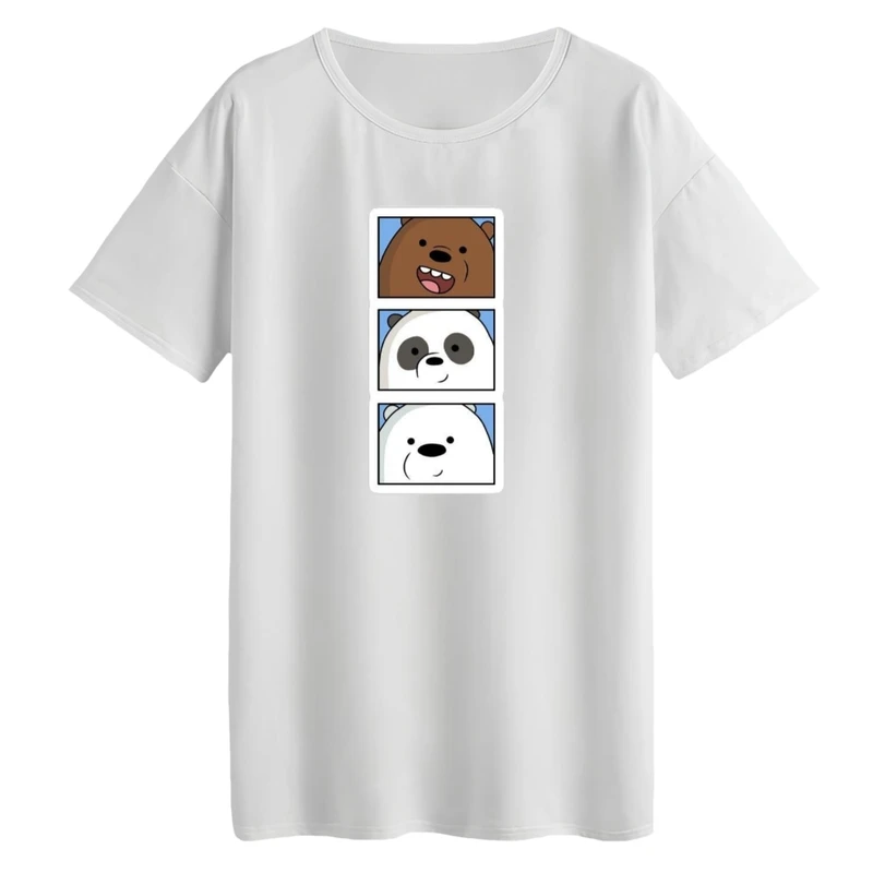 تی‌شرت لانگ آستین کوتاه زنانه مدل خرس های کله فندقی کد۲