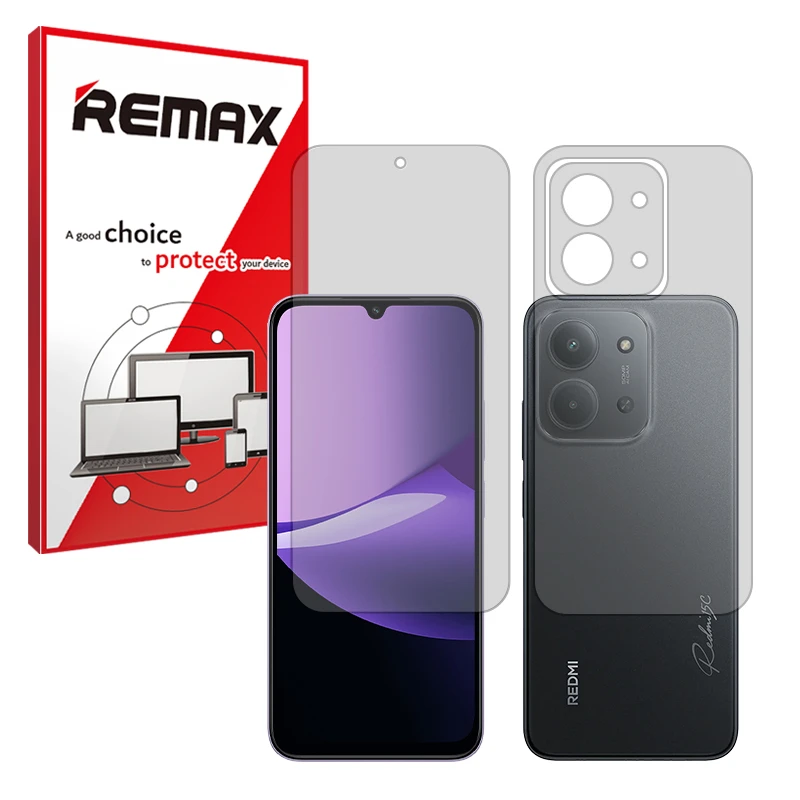 محافظ صفحه نمایش شفاف ریمکس مدل Resistant مناسب برای گوشی موبایل شیائومی Redmi 15C 4G به همراه محافظ پشت گوشی موبایل 