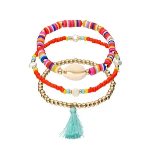 دستبند زنانه مدل Elastic beaded مجموعه سه عددی 