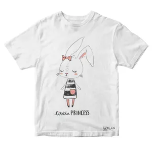 تی شرت آستین کوتاه دخترانه مدل خرگوشی کد WK36 رنگ سفید