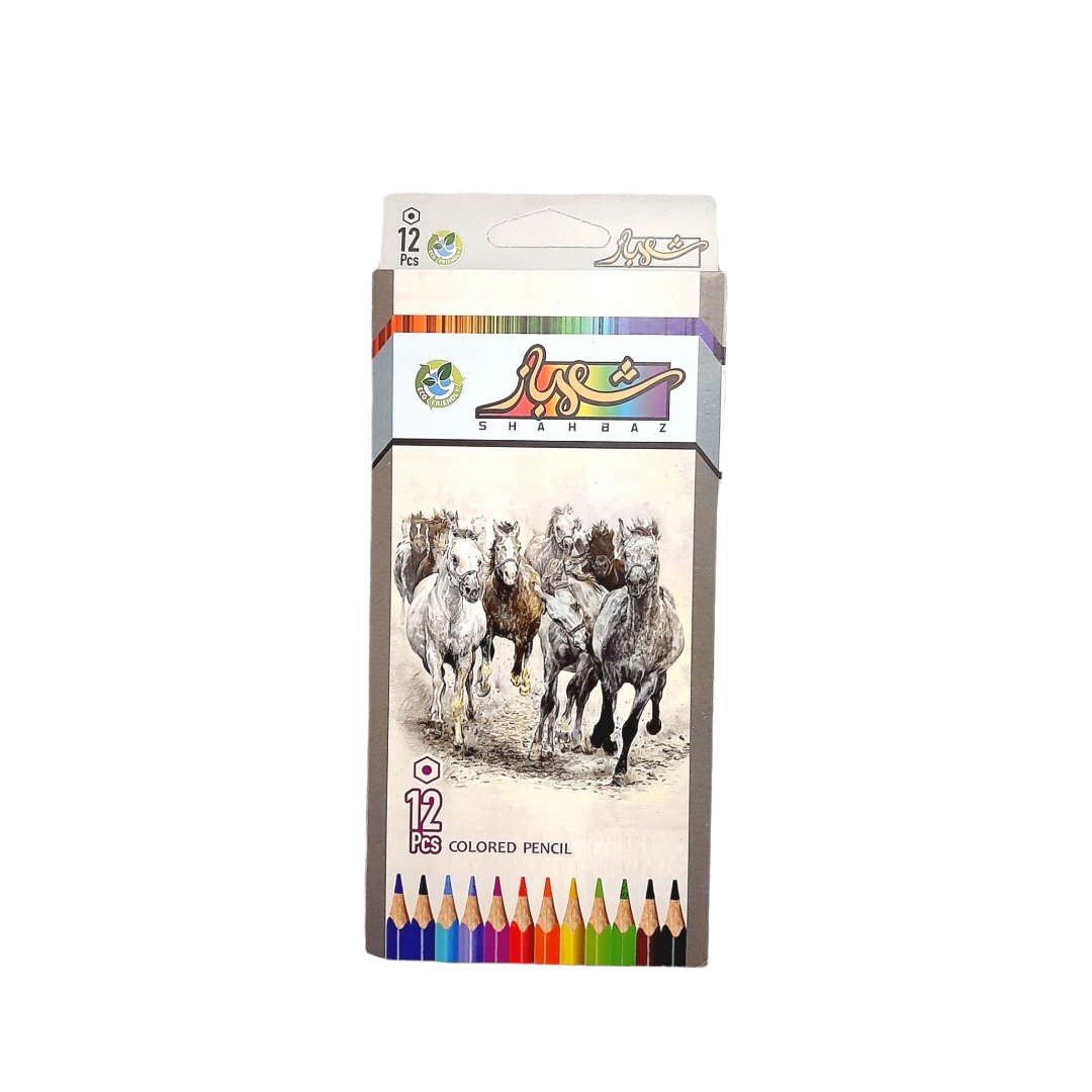 نکته خرید - قیمت روز مداد رنگی 12 رنگ شهباز طرح حیوانات مدل اسب کد 04 خرید