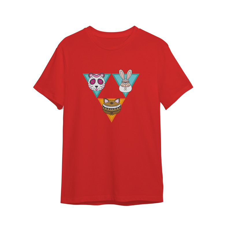 تی شرت آستین کوتاه بچگانه مدل حیوانات خرگوش کد 0055 رنگ قرمز