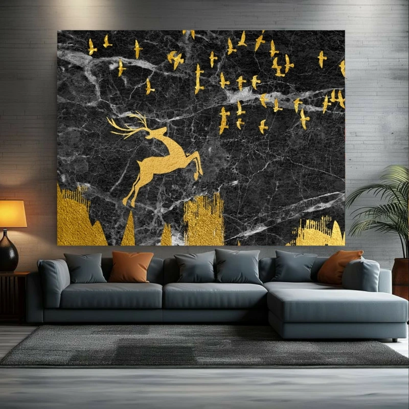 پوستر طرح آهو و پرنده کد BR218