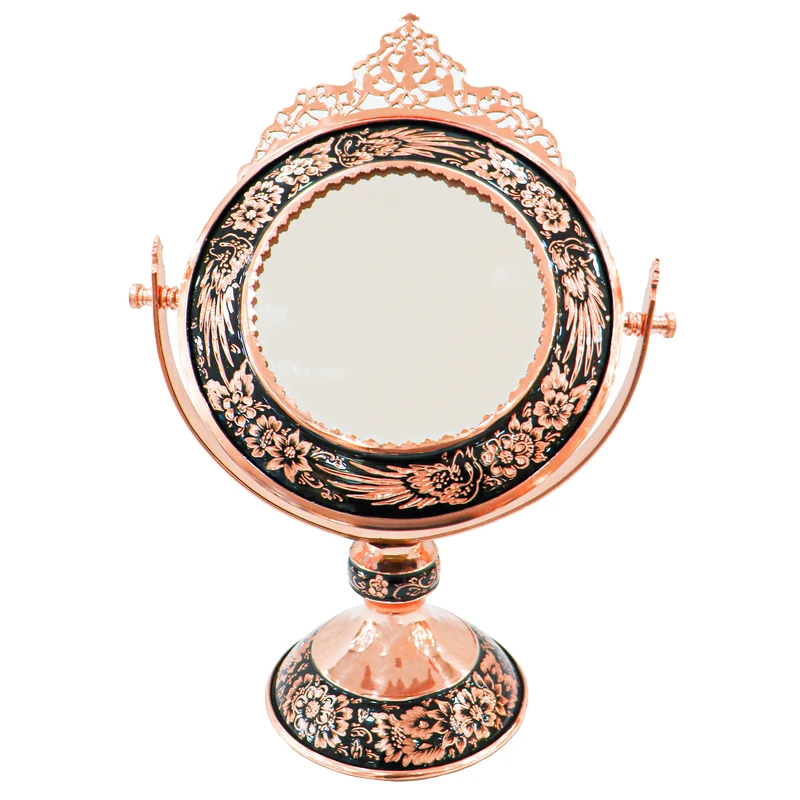  آینه مسی مدل الماس تراش طرح تاج دار گرد کد 50p31