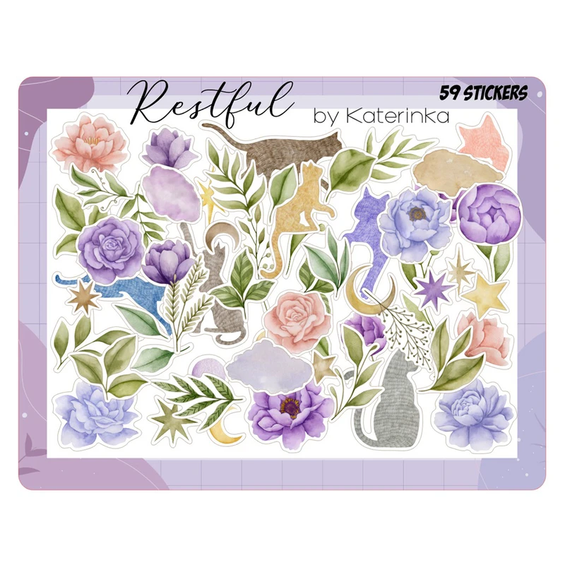 برچسب کاترینکا طرح برش خورده بولت ژورنال و اسکرپ بوک مدل Restful بسته 59 عددی