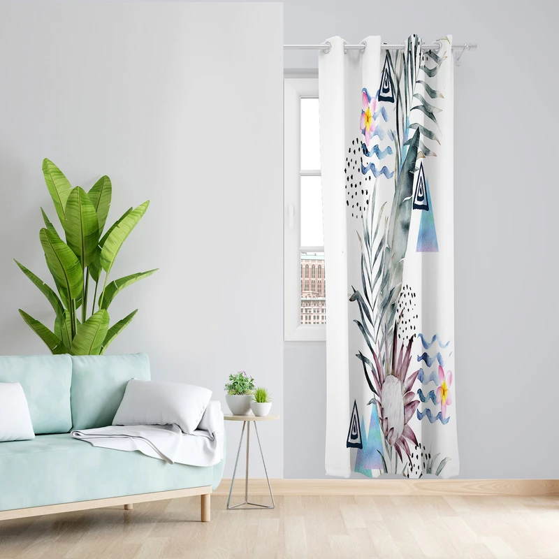 پرده طرح آبرنگ مدل مخمل پانچی کد 2023 z سایز 140x200 سانتی متر