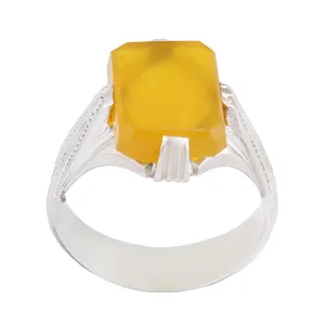 انگشتر نقره مردانه بازرگانی میلادی مدل عقیق زرد شرف الشمس کد AM_2650