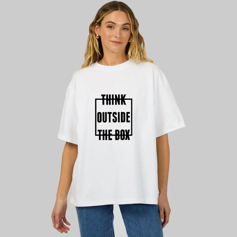 تی شرت آستین کوتاه زنانه پنبه طرح the box