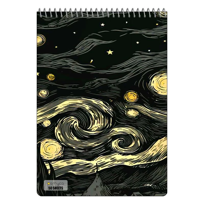 دفتر نقاشی 50 برگ سیمی کارنیکا طرح شب پرستاره فانتزی ون گوگ Fantasy Starry Night Van Gogh کد 70955