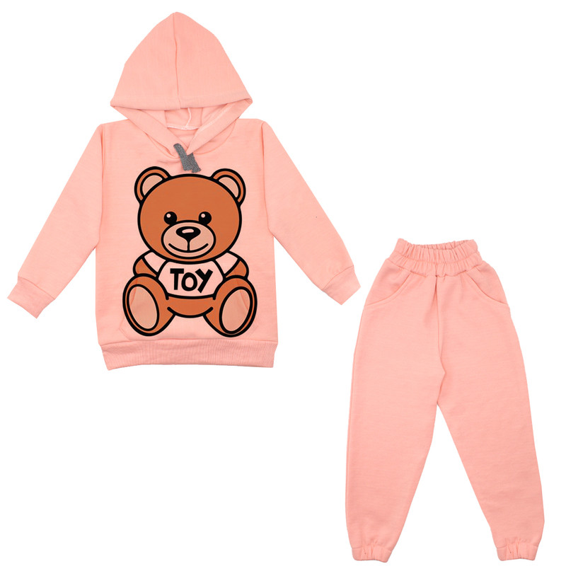 ست هودی و شلوار دخترانه مدل خرس A80