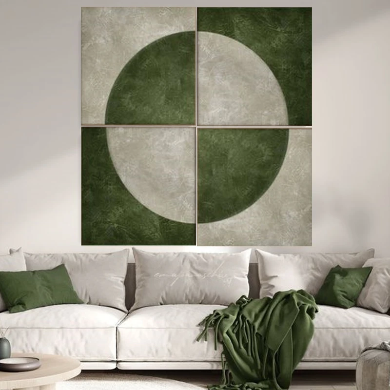 تابلو نقاشی اکرلیک به سبک انتزاعی طرح دایره مدل 305 مجموعه 4 عددی