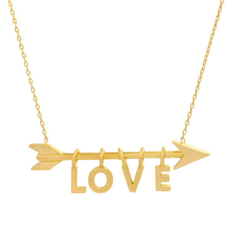 گردنبند طلا 18 عیار زنانه با طرح حلقه‌ای (فلامینگو) طلای مستجابی طرح LOVE مدل اسپرلوس کد 01