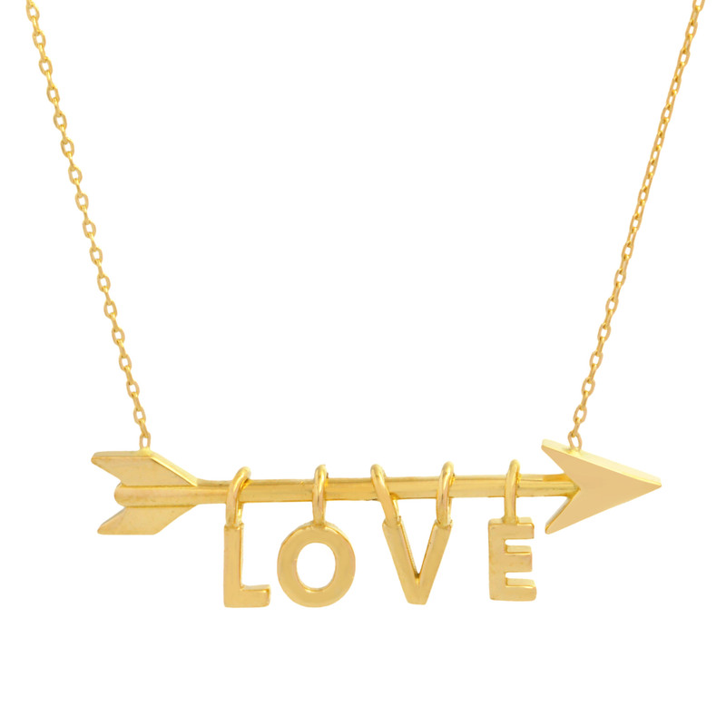 گردنبند طلا 18 عیار زنانه با طرح حلقهای (فلامینگو) طلای مستجابی طرح LOVE مدل اسپرلوس کد 01