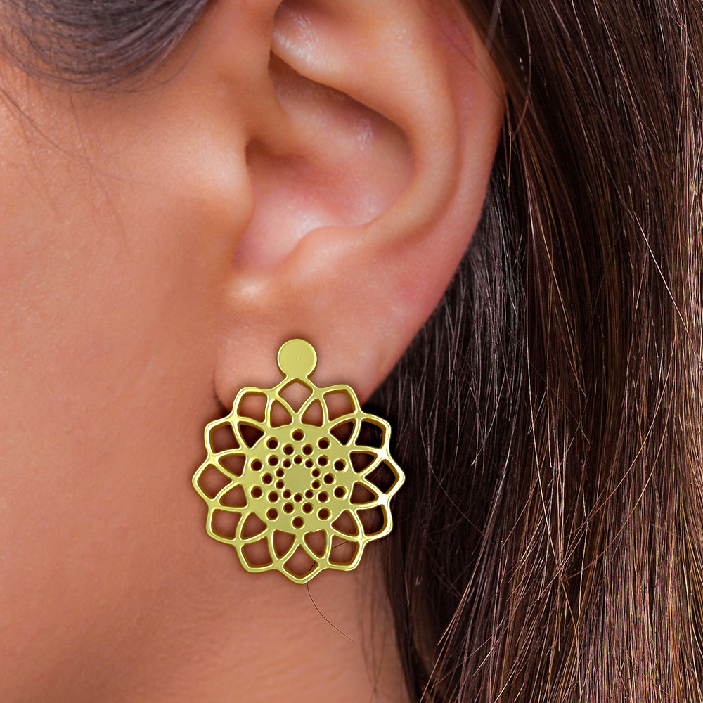 گوشواره طلا 18 عیار زنانه مدوپد مدل هندسی کد GA1-11452