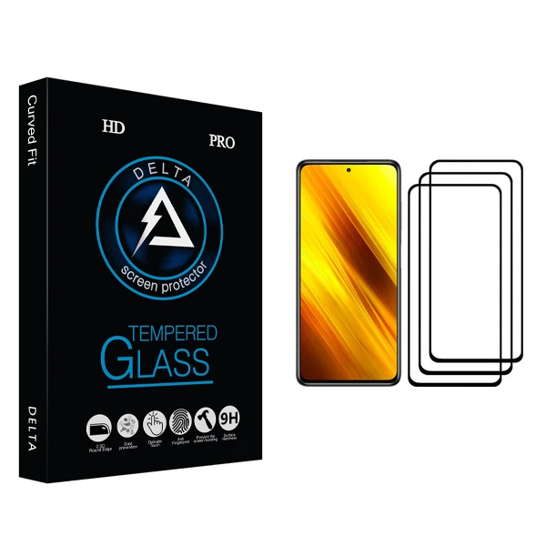 محافظ صفحه نمایش دلتا مدل Fit مناسب برای گوشی موبایل شیائومی Poco X3 Pro بسته سه عددی