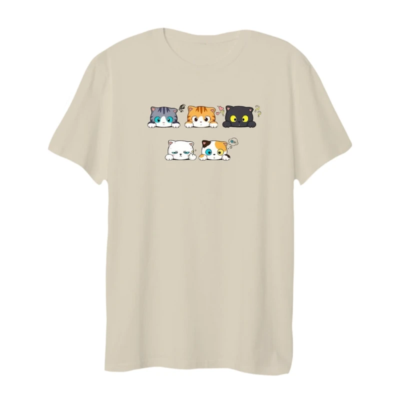 تی شرت لانگ زنانه مدل گربه های متعجب