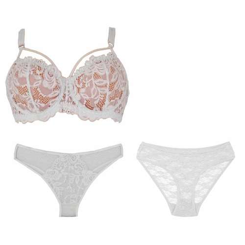 ست شورت و سوتین زنانه مدل عروس کد Oid-StW000001213 مجموعه 3 عددی