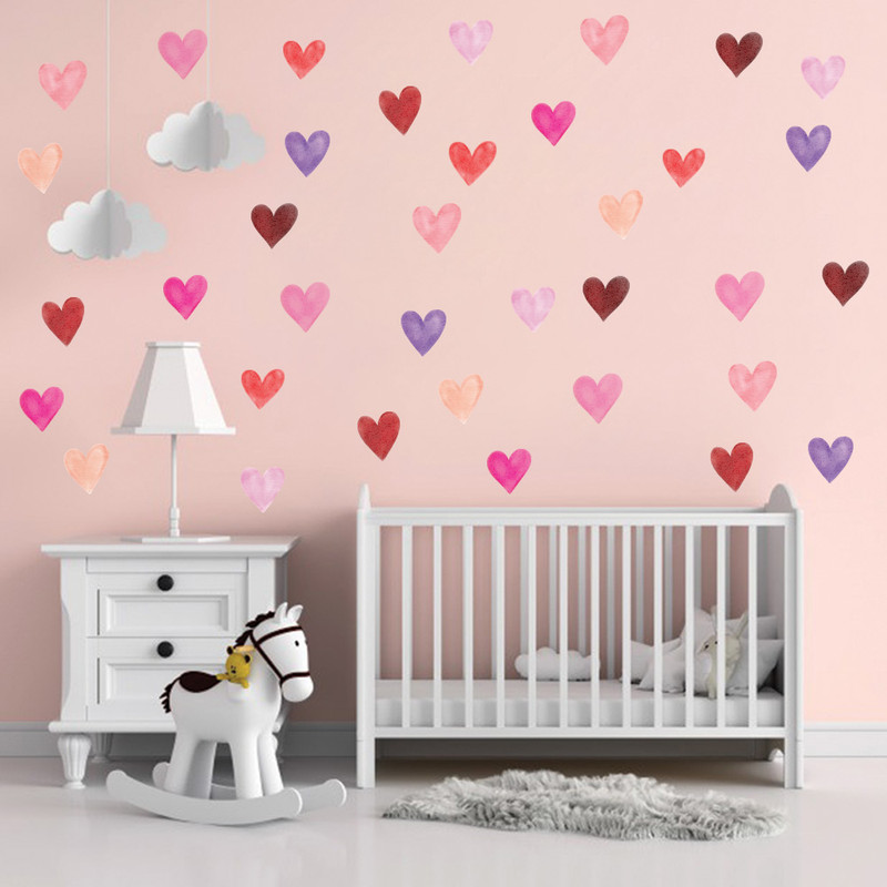 استیکر دیواری کودک مدل قلب کد 101 مجموعه 36 عددی