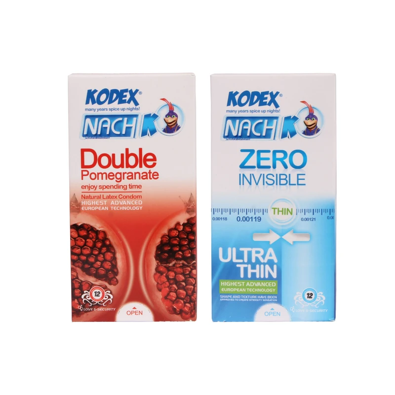 کاندوم ناچ کدکس مدل Double Pomegranate بسته 12 عددی به همراه کاندوم ناچ کدکس مدل ZeroInvisible بسته 12 عددی