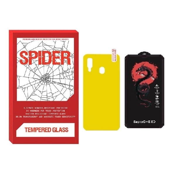 محافظ صفحه نمایش اسپایدر مدل HORO مناسب برای گوشی موبایل سامسونگ Galaxy A20 به همراه محافظ پشت گوشی