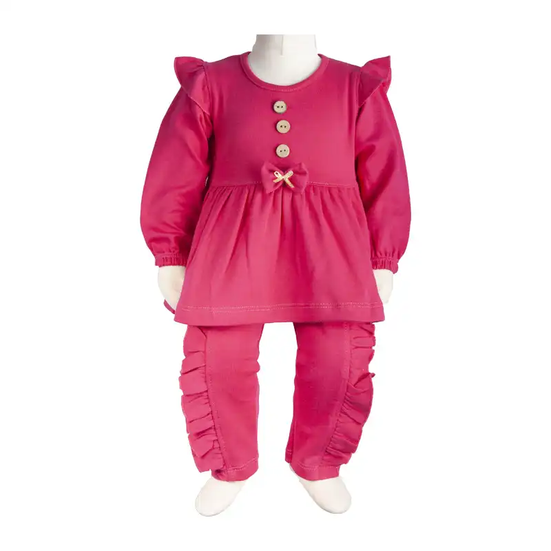 ست تونیک و شلوار نوزادی مدل چیندار کد 119861