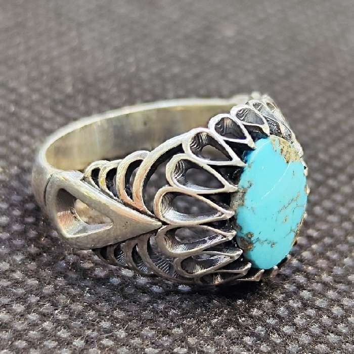 انگشتر نقره مردانه مدل سنگ فیروزه نیشابور کد 327 انگشتر نقره مردانه مدل سنگ فیروزه نیشابور کد 327