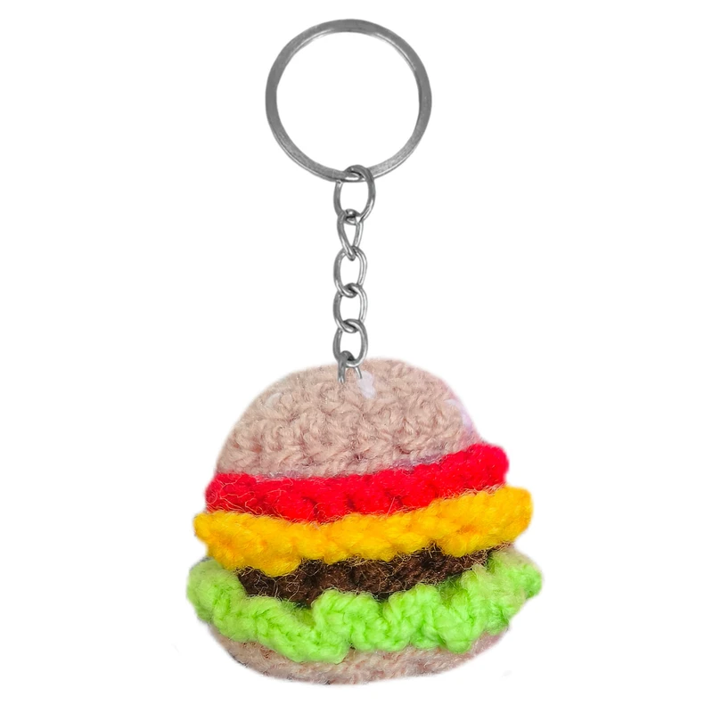 جاکلیدی دستی کاموایی مدل همبرگر