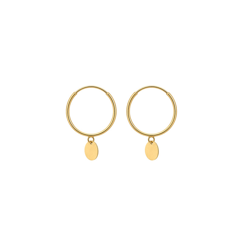 گوشواره حلقه ای طلا زنانه ۱۸ عیار طلا جواهر مان گالری مدل آویز پولک کد EA01-0039000 