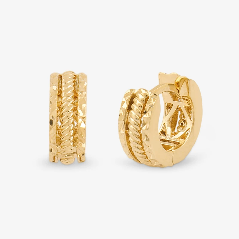 گوشواره حلقه‌ای طلا 18 عیار زنانه گلدم مدل E253014