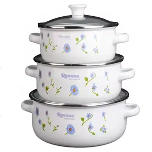 سرویس قابلمه 6 پارچه مدل لعابی درب شیشه ای