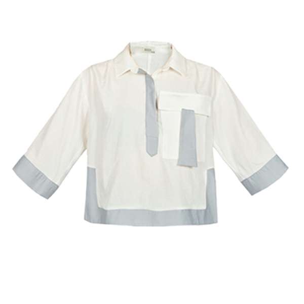 بلوز زنانه مدل بلوز دو رنگ تک جیب کد 111000700