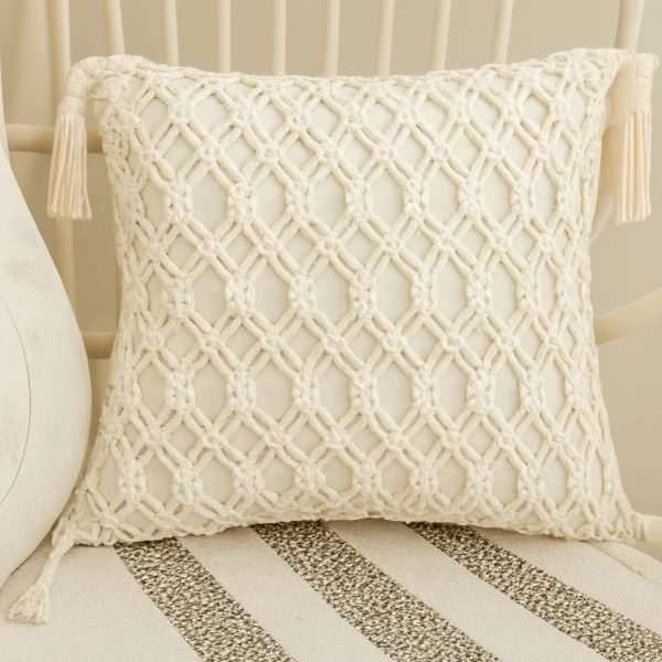 کاور کوسن مدل مکرومه سایز 40*40 سانتی‌متر