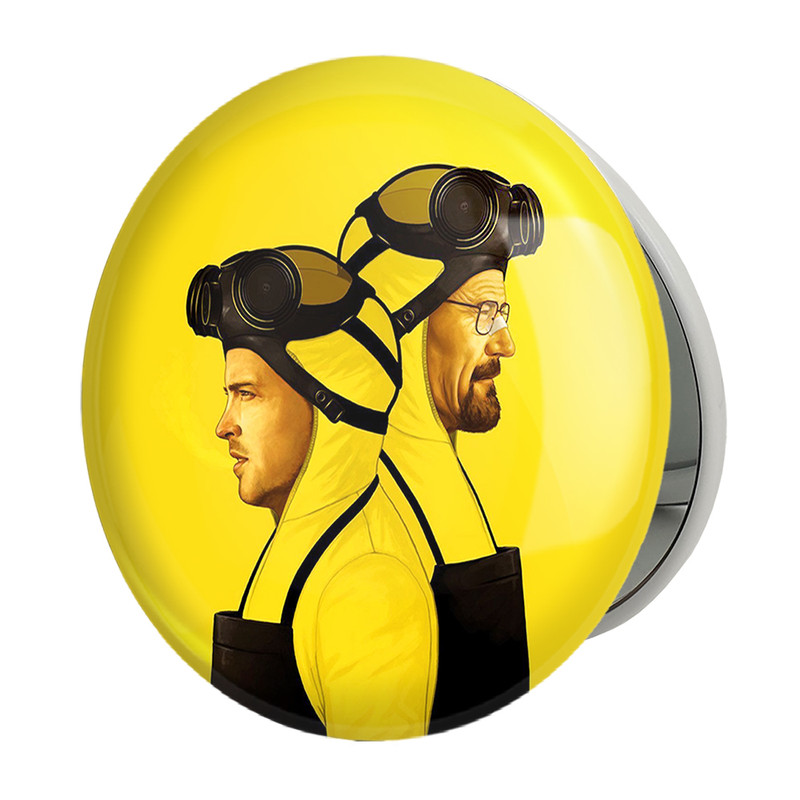 آینه جیبی خندالو طرح والتر وایت و جسی پینکمن سریال بریکینگ بد Breaking Bad مدل تاشو کد 13293 