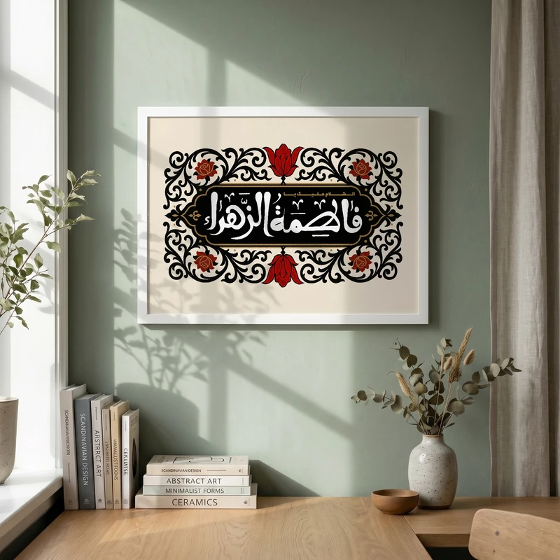 تابلو طرح السلام علیک یا فاطمه الزهراء مدل G13983 فریم سفید