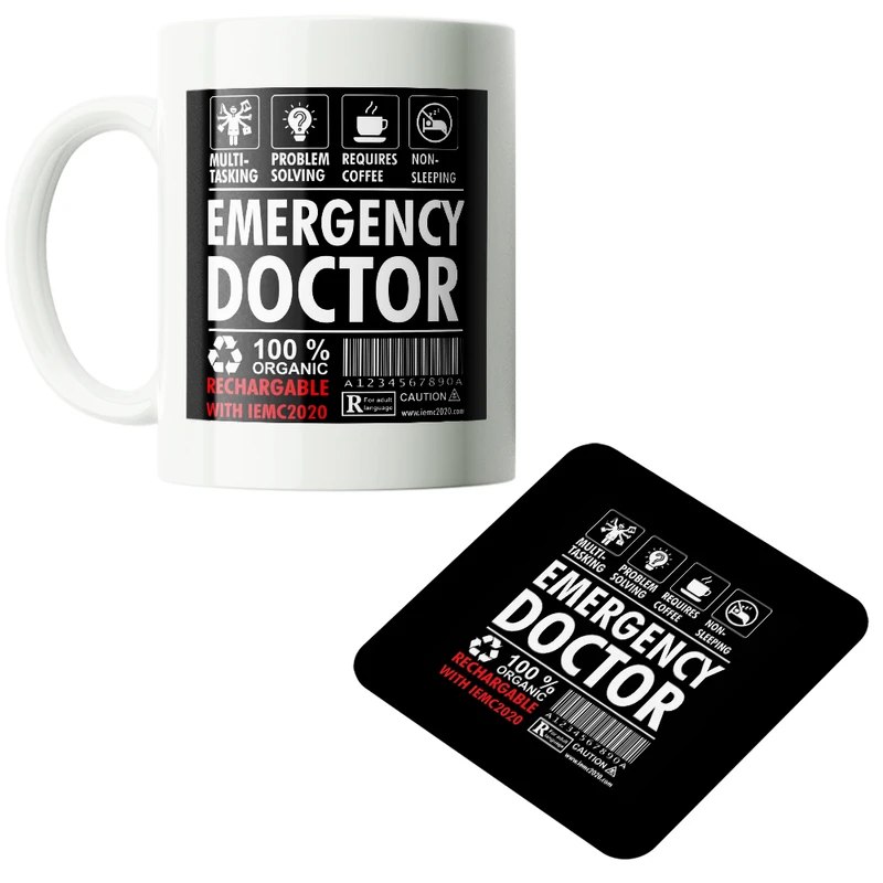 ماگ پاد آفرین مدل  پزشک اورژانس دکتر بیمارستان دانشجو پزشکی کد PZ103 به همراه زیرلیوانی